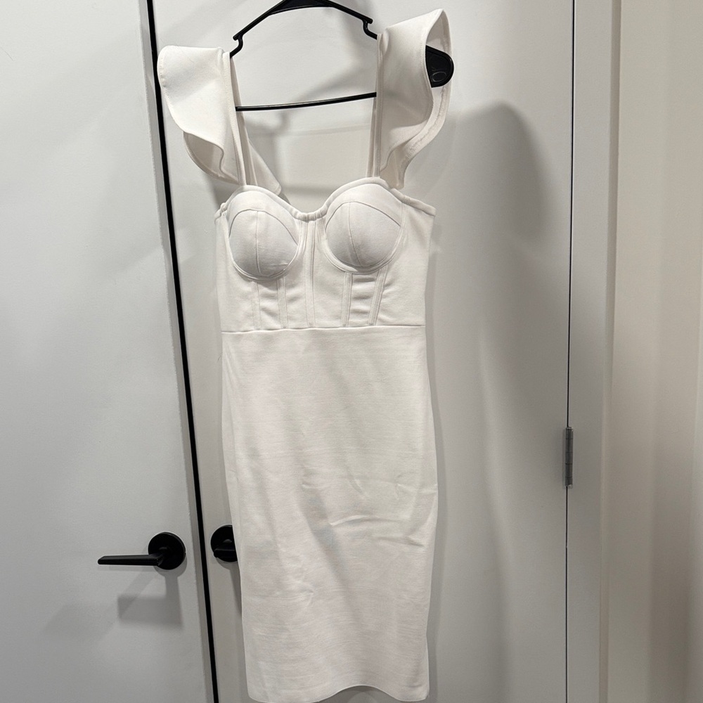 Fashion Nova White Dress with Gold Zipper